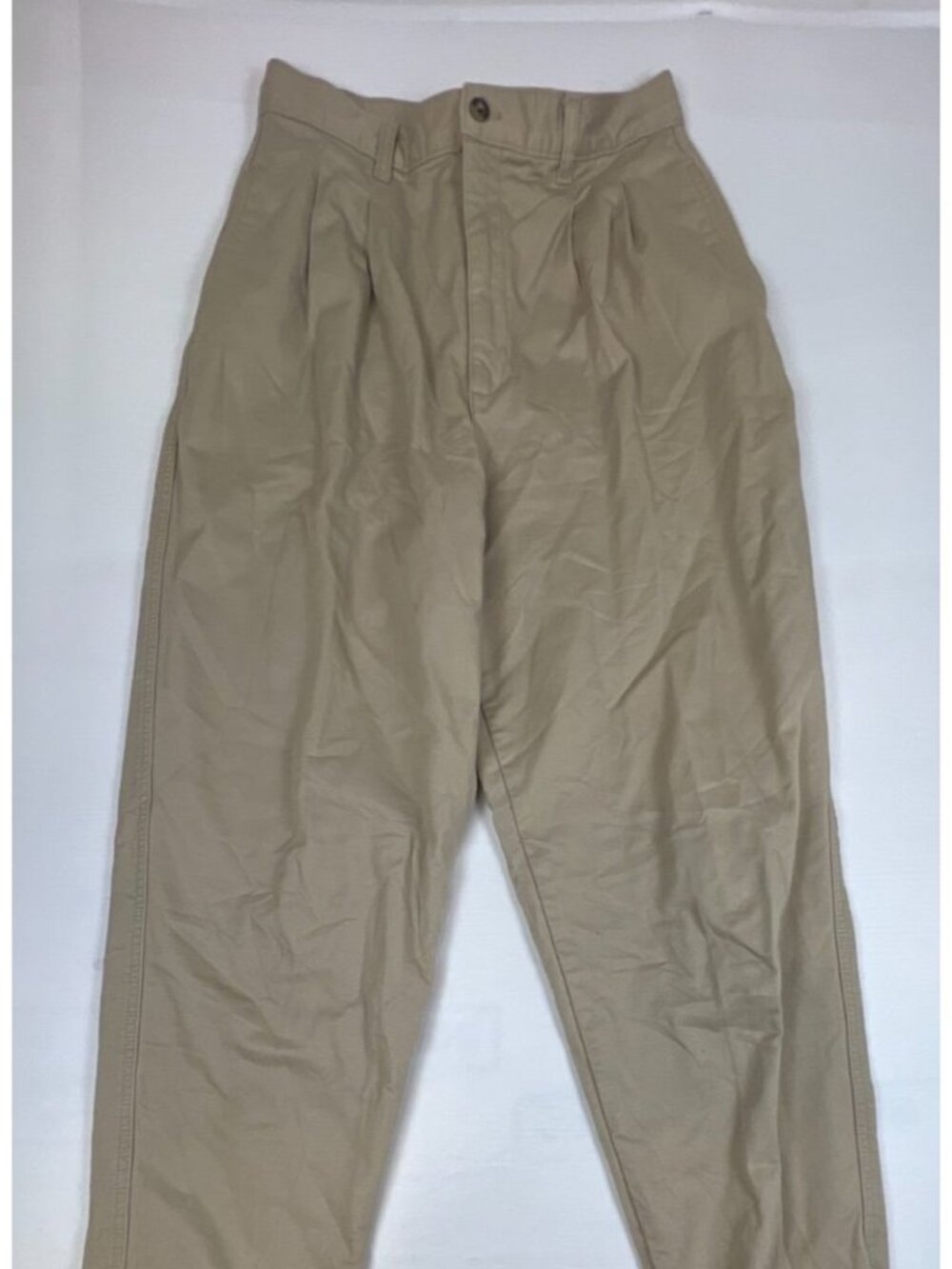 Vtg L.L. Bean Flannel Lined Chinos Womens 26 x 31 High Rise Pleated Made in USA
